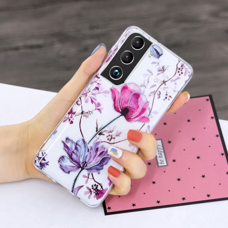 Cover Samsung Galaxy S22 5G Marmorerede Blomster