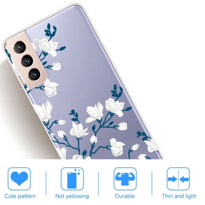 Cover Samsung Galaxy S22 5G Sømløse Hvide Blomster