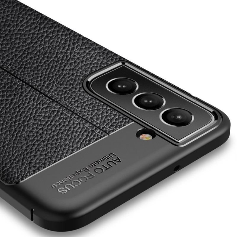 Cover Samsung Galaxy S22 Plus 5G Dobbelt Linje Litchi Læder Effekt