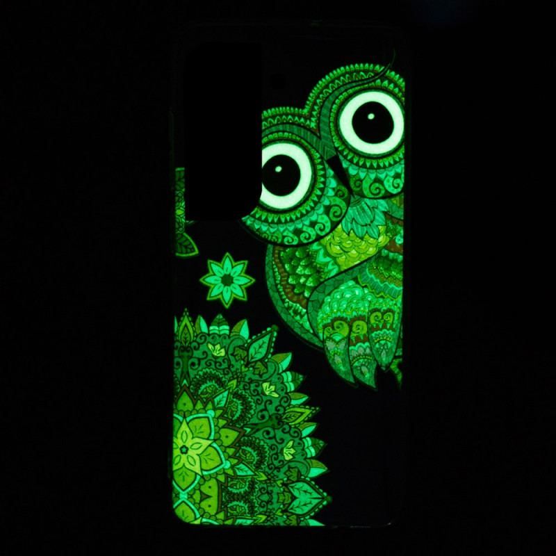 Cover Samsung Galaxy S22 Plus 5G Fluorescerende Ugle Mandala