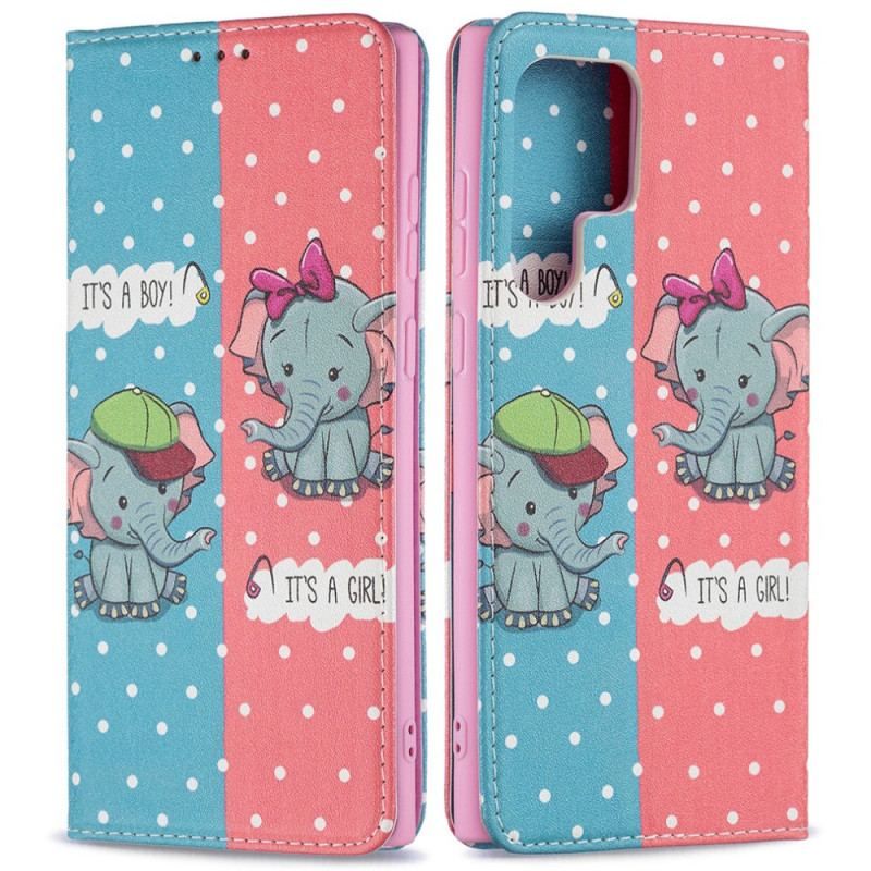 Cover Samsung Galaxy S22 Ultra 5G Flip Cover Baby Elefanter