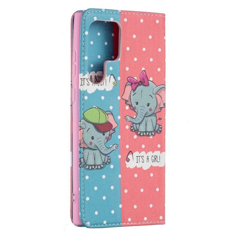 Cover Samsung Galaxy S22 Ultra 5G Flip Cover Baby Elefanter