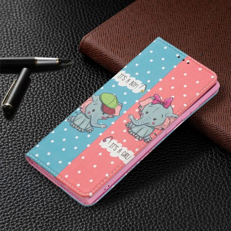 Cover Samsung Galaxy S22 Ultra 5G Flip Cover Baby Elefanter