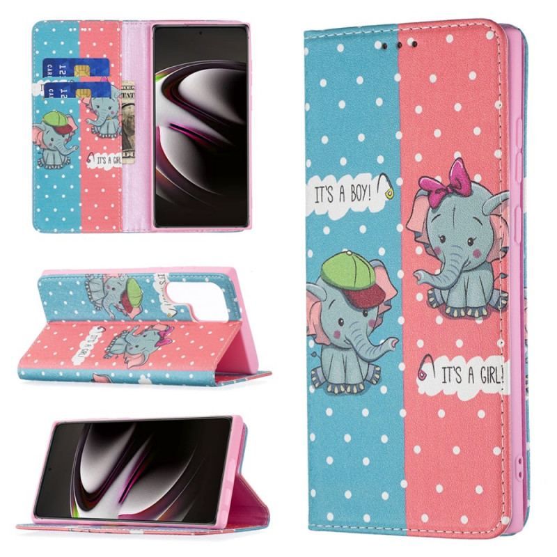 Cover Samsung Galaxy S22 Ultra 5G Flip Cover Baby Elefanter