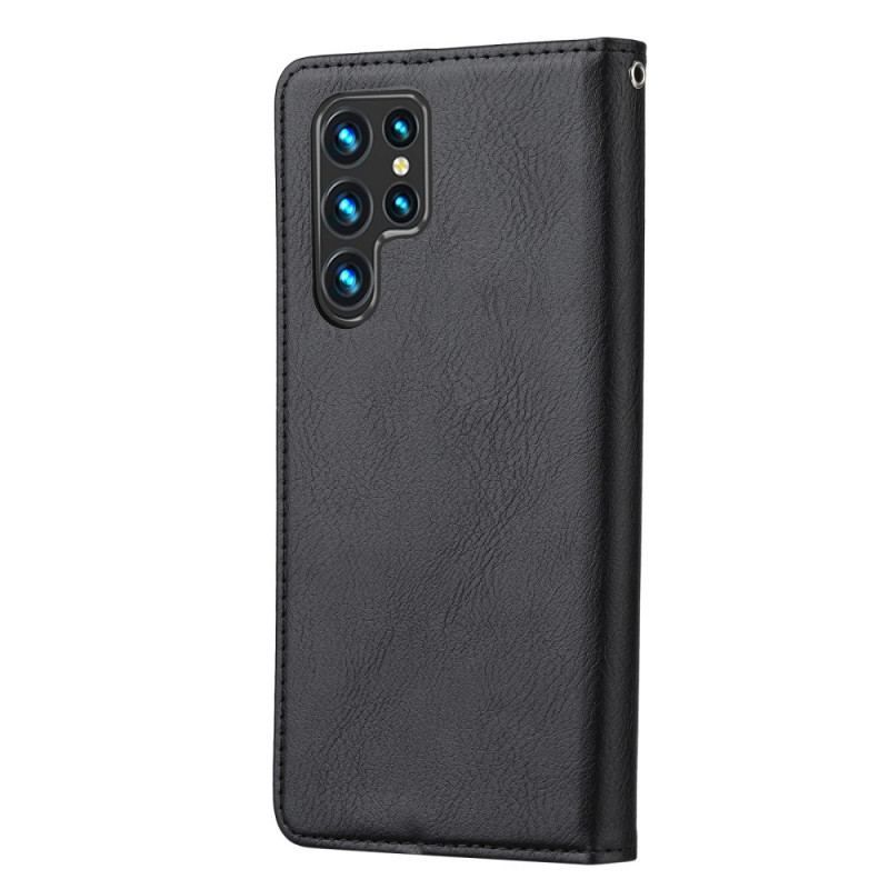 Cover Samsung Galaxy S22 Ultra 5G Flip Cover Kortholder I Imiteret Læder