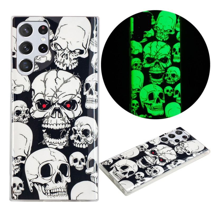 Cover Samsung Galaxy S22 Ultra 5G Forsigtig Fluorescerende Kranier