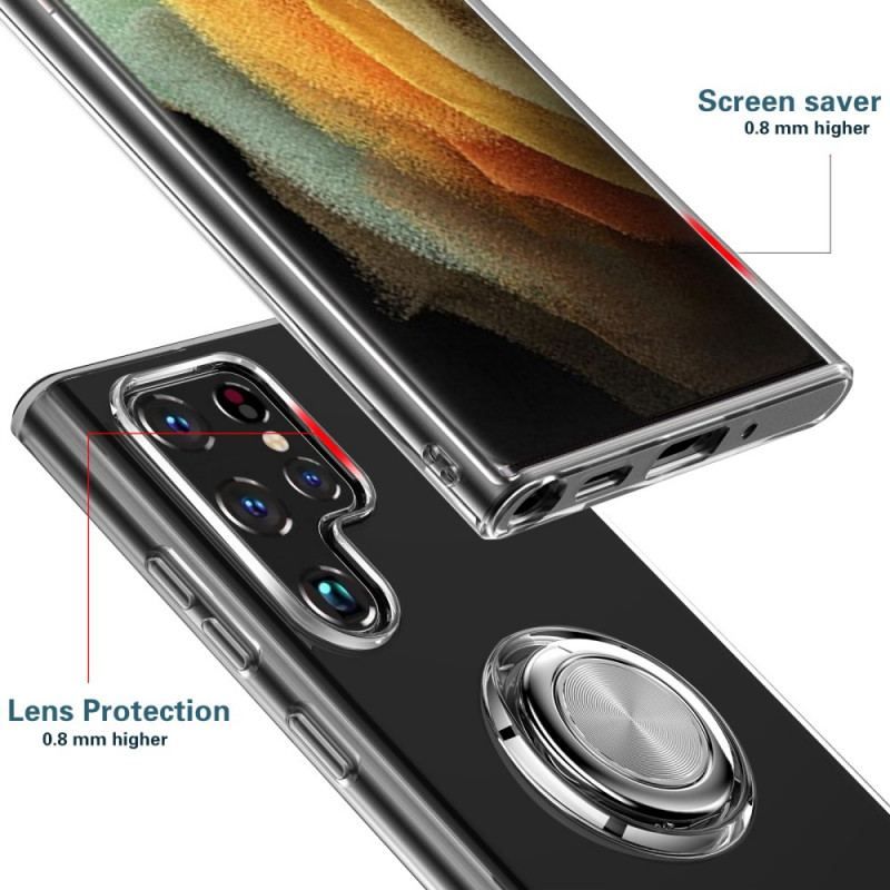 Cover Samsung Galaxy S22 Ultra 5G Gennemsigtig Med Ring-support