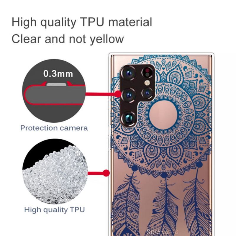 Cover Samsung Galaxy S22 Ultra 5G Mandala Med Enkelt Blomst