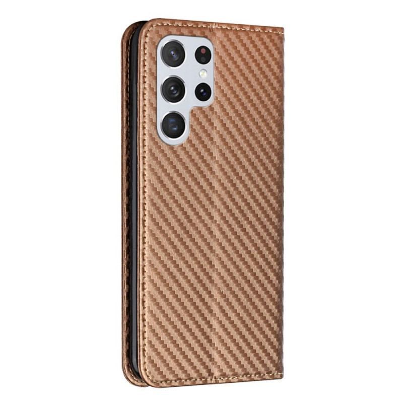 Cover Samsung Galaxy S22 Ultra 5G Med Snor Flip Cover Kulfiberrem