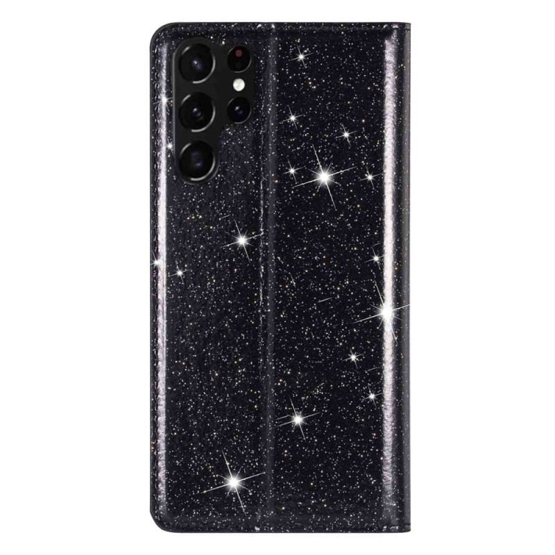 Cover Samsung Galaxy S23 Ultra 5G Flip Cover Sequin Stil