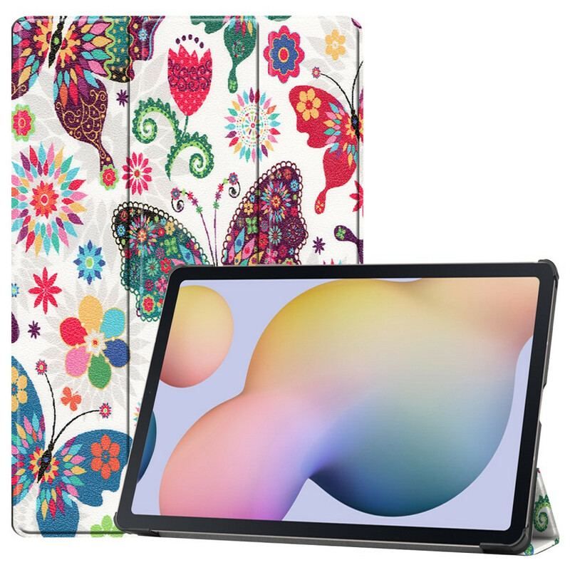 Cover Samsung Galaxy Tab S8 Plus / Tab S7 Plus Forbedrede Sommerfugle Og Blomster