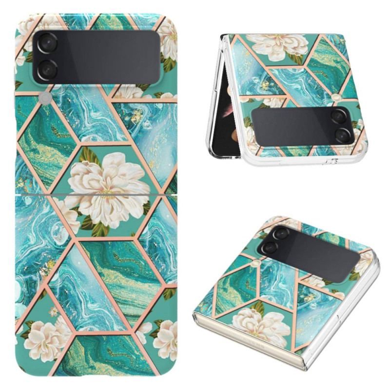 Cover Samsung Galaxy Z Flip 4 Flip Cover Blomster Marmor