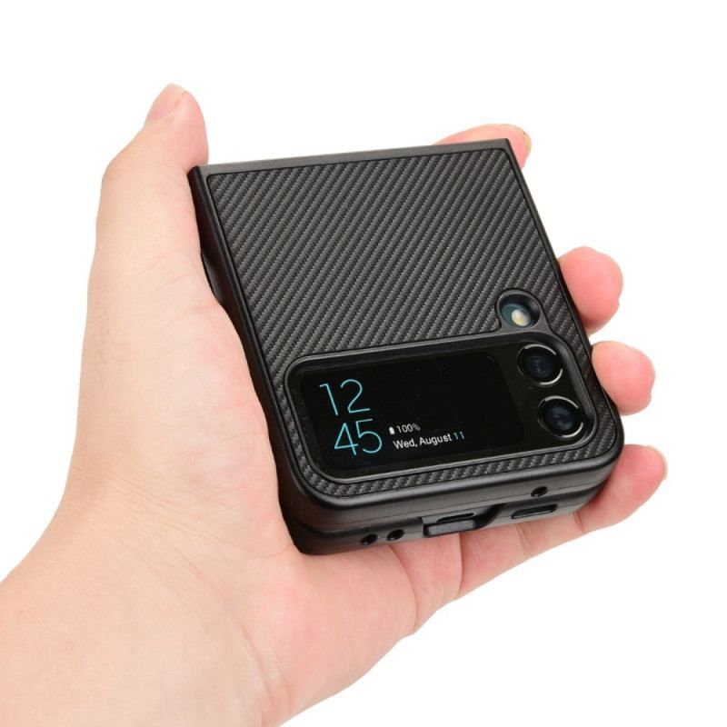 Cover Samsung Galaxy Z Flip 4 Flip Cover Carbon Fiber Tekstur I Lædereffekt