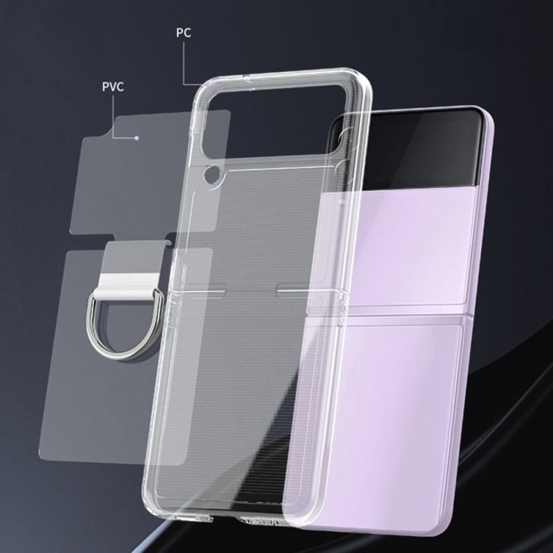 Cover Samsung Galaxy Z Flip 4 Flip Cover Gennemsigtig Med Ring