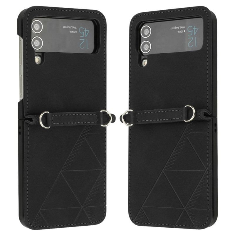 Cover Samsung Galaxy Z Flip 4 Flip Cover Imiteret Læder Trekanter