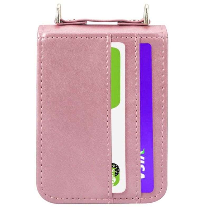 Cover Samsung Galaxy Z Flip 4 Flip Cover Stil Læder Kortholder Og Snor