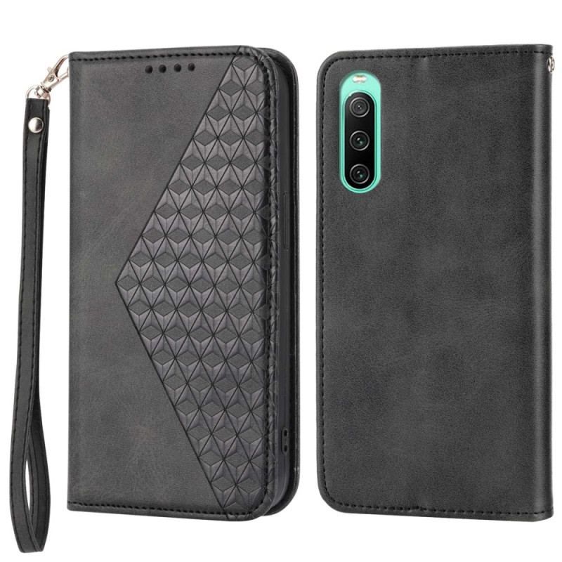 Cover Sony Xperia 10 IV Flip Cover 3d-mønster Læderstil Med Rem