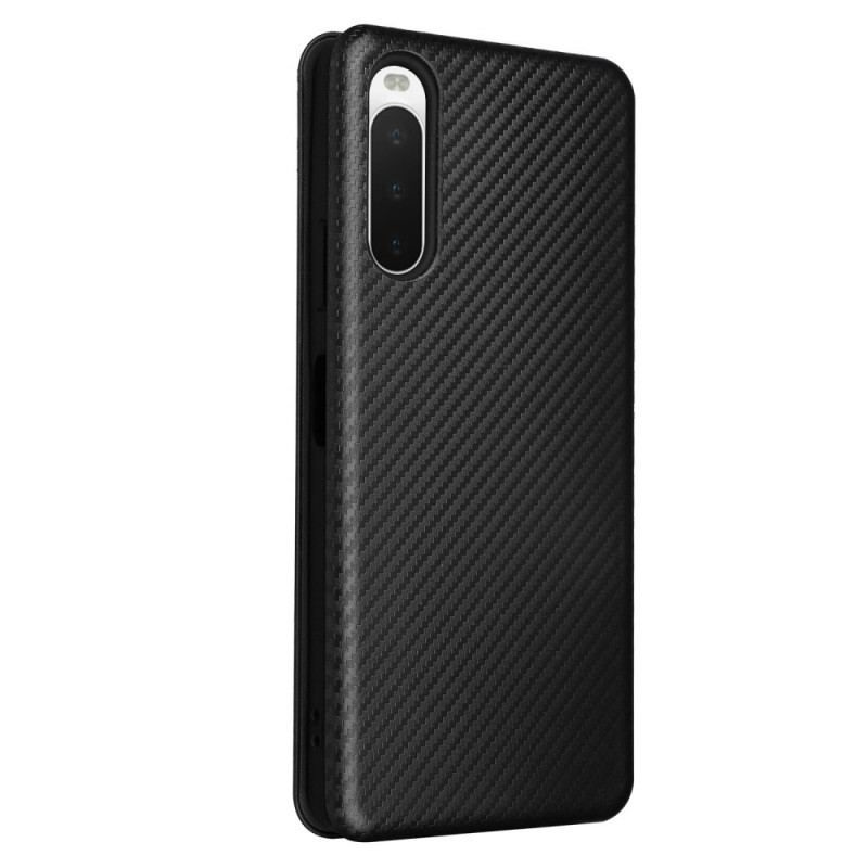 Cover Sony Xperia 10 IV Flip Cover Kulfiber Tekstur