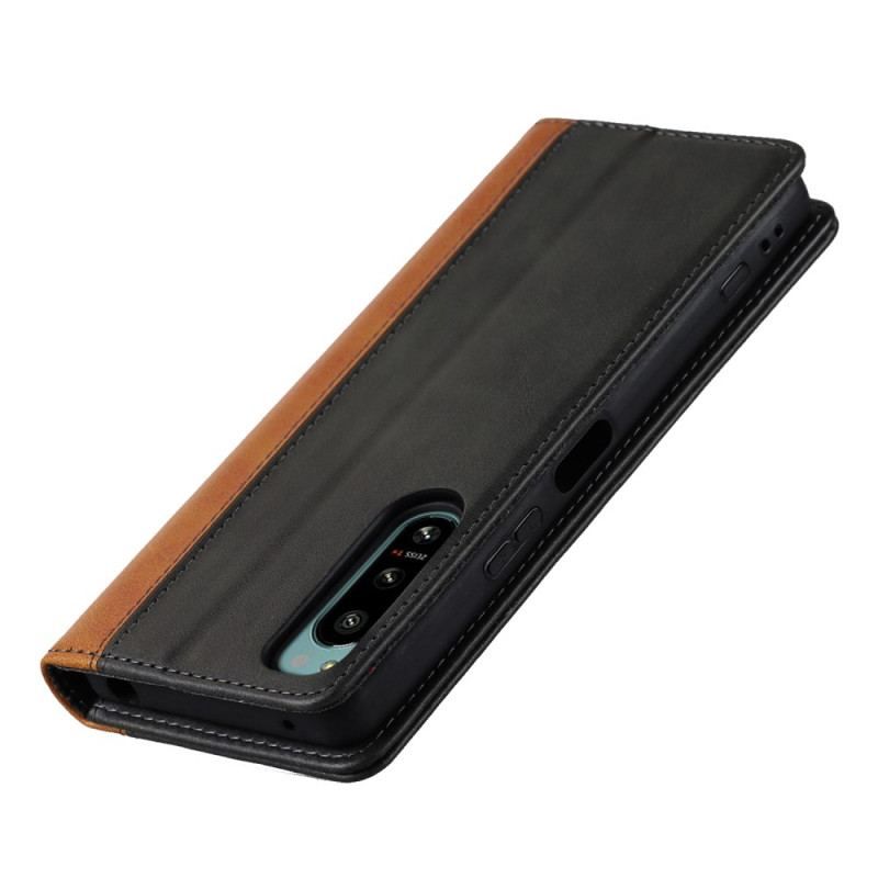 Cover Sony Xperia 5 IV Flip Cover Tofarvet Lædereffekt