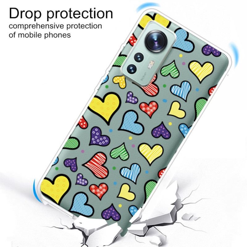 Cover Xiaomi 12 / 12X Flerfarvede Hjerter