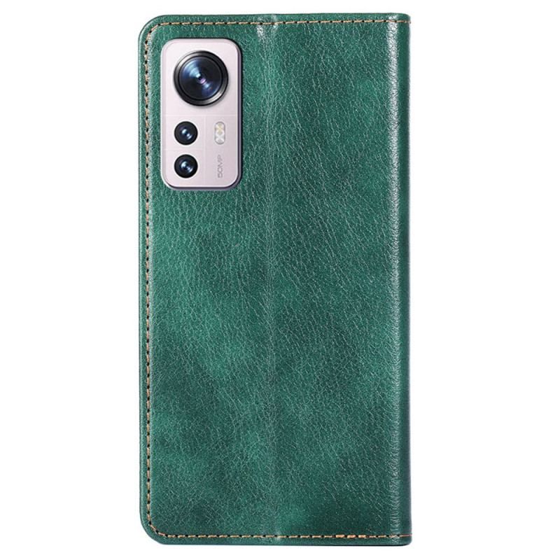 Cover Xiaomi 12 Pro Flip Cover Imiteret Lædersøm