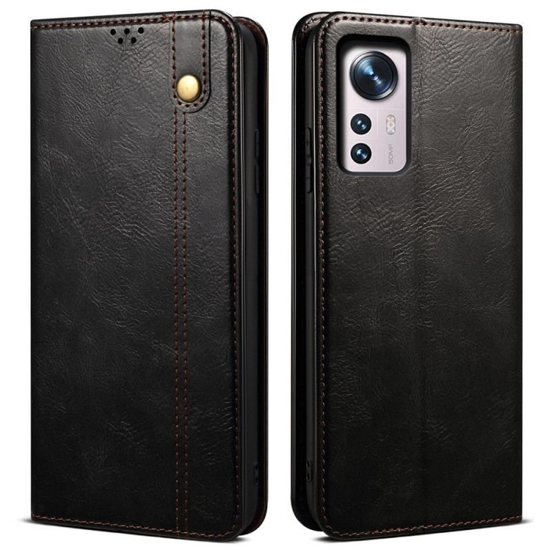 Cover Xiaomi 12 Pro Flip Cover Voksbehandlet Kunstlæder