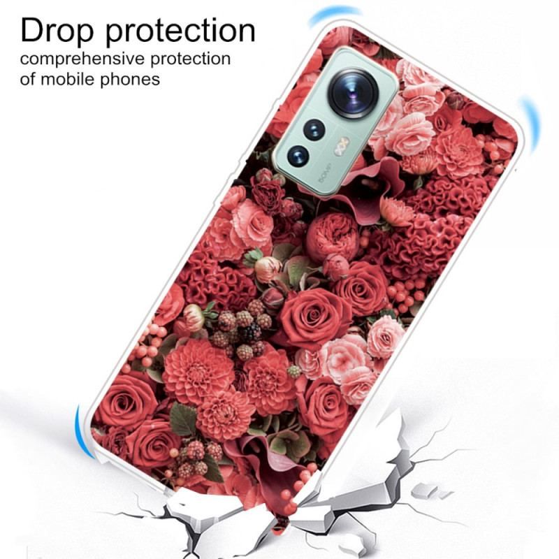 Cover Xiaomi 12 Pro Silikone Blomstervariation