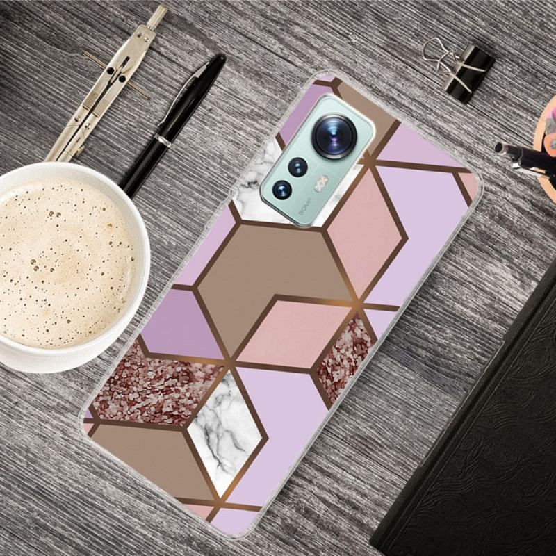 Cover Xiaomi 12 Pro Silikone Marmor Geometri