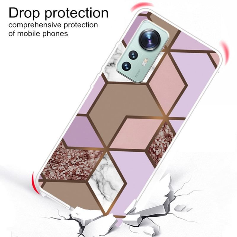 Cover Xiaomi 12 Pro Silikone Marmor Geometri