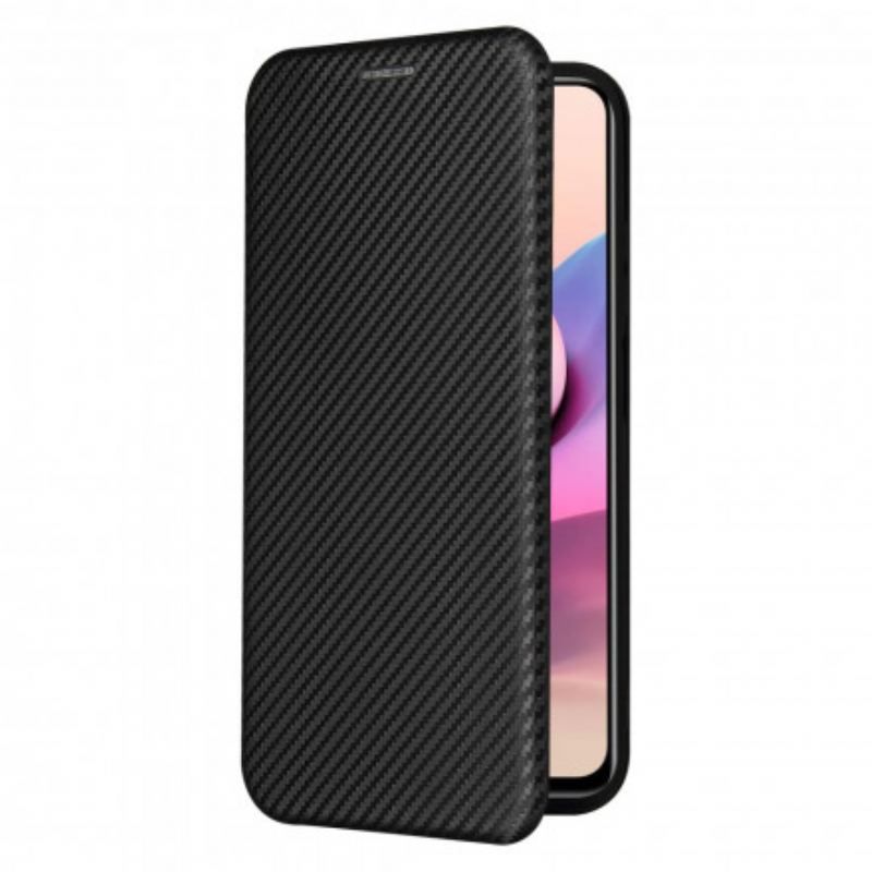 Cover Xiaomi Redmi Note 10 / 10S Flip Cover Kulfiber Med Støttering