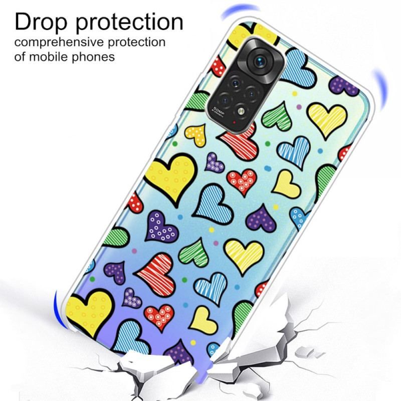 Cover Xiaomi Redmi Note 11 / 11S Flerfarvede Hjerter