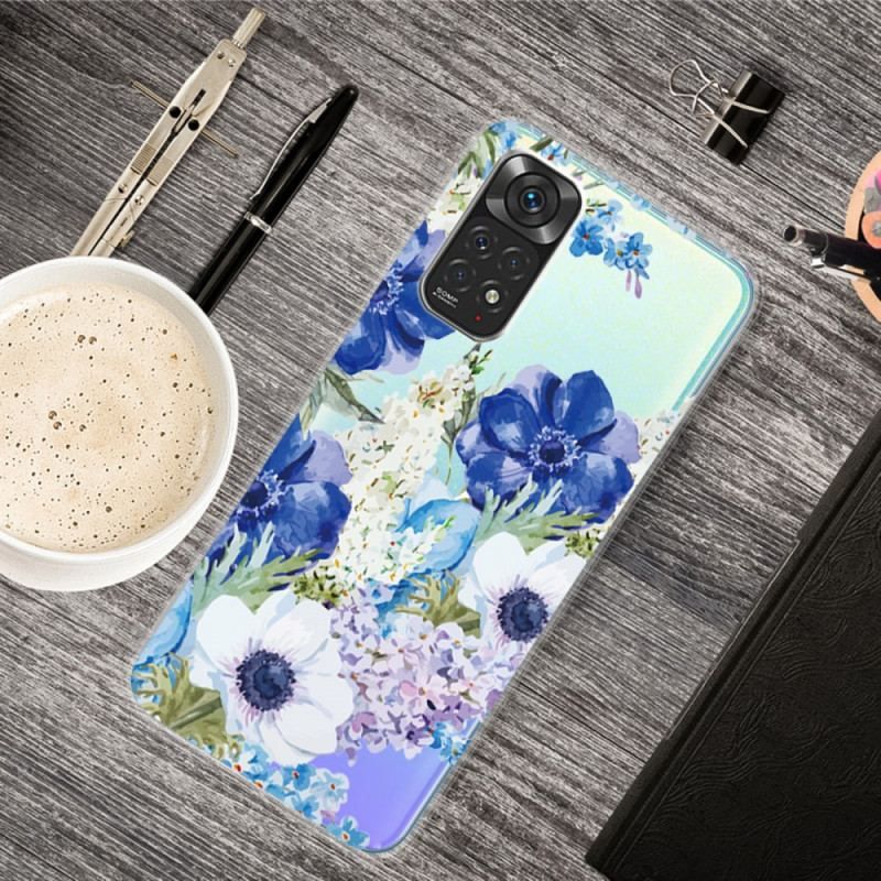 Cover Xiaomi Redmi Note 11 / 11S Sømløs Akvarel Blå Blomster