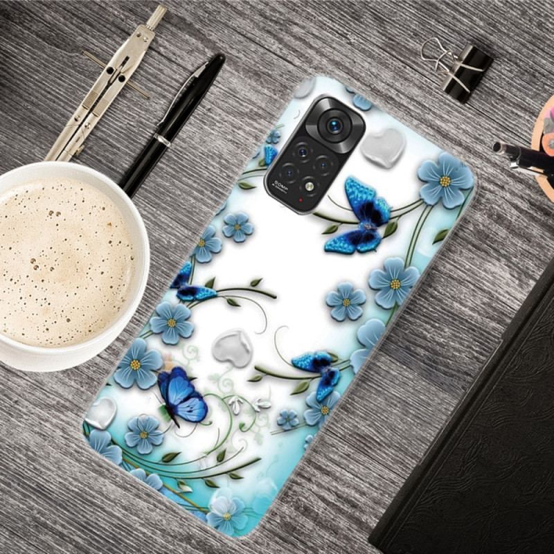 Cover Xiaomi Redmi Note 11 / 11S Sømløse Retro Sommerfugle Og Blomster