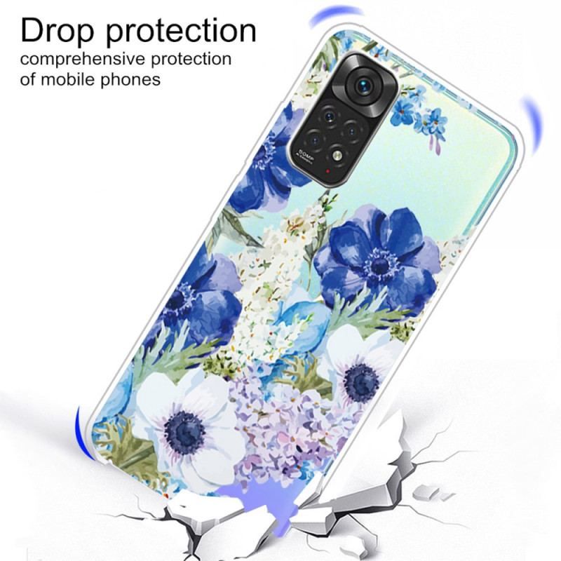 Cover Xiaomi Redmi Note 11 Pro / 11 Pro 5G Akvarel Blå Blomster