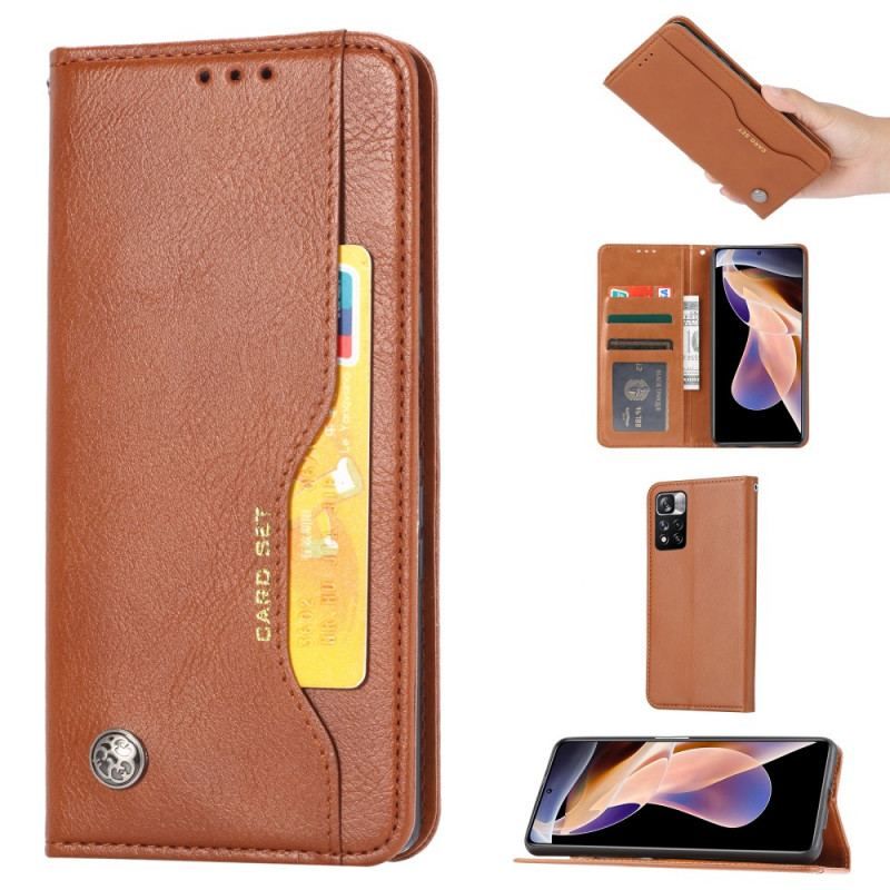 Cover Xiaomi Redmi Note 11 Pro Plus 5G Flip Cover Kortholder I Imiteret Læder