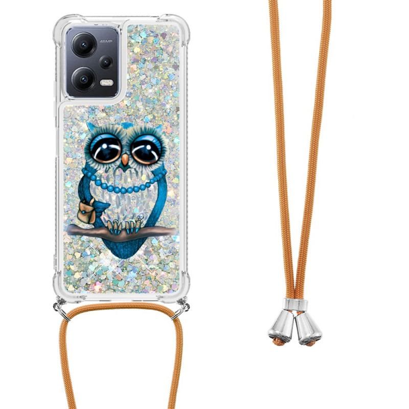 Cover Xiaomi Redmi Note 12 5G Med Snor Sequin Snøre Miss Owl