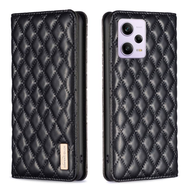 Cover Xiaomi Redmi Note 12 Pro Flip Cover Quiltet Binfen Farve