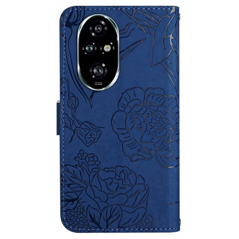 Flip Cover Honor 200 Pro Sommerfugletryk Med Rem