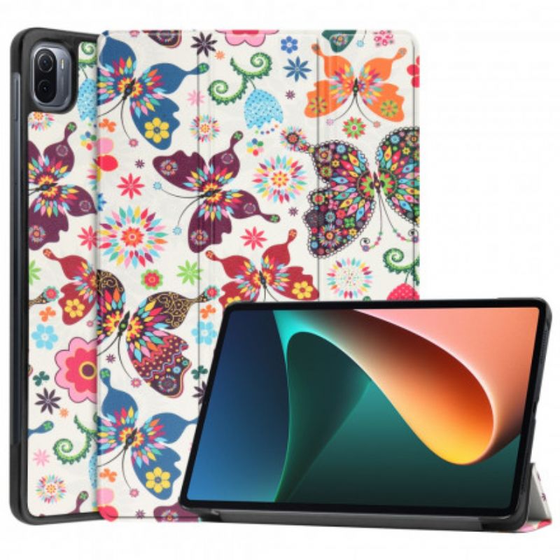 Smart Etui Xiaomi Pad 5 Vintage Blomsterpenneholder