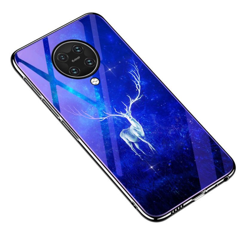 Cover for Xiaomi Poco F2 Pro Mørkeblå Hærdet Glas Og Animalsk Silikone