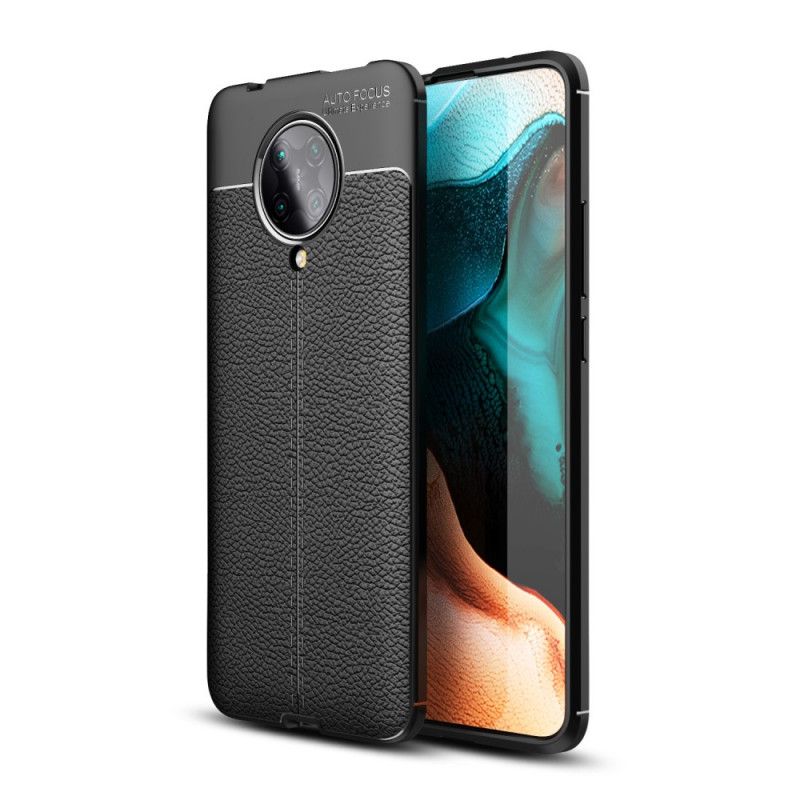 Cover for Xiaomi Poco F2 Pro Sort Dobbelt Line Lychee Læder Effekt