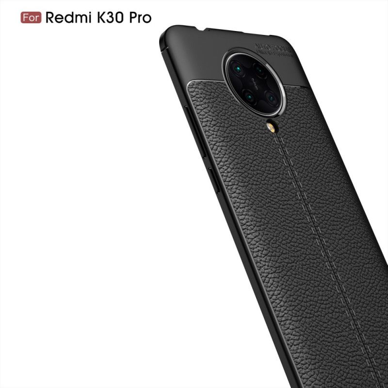 Cover for Xiaomi Poco F2 Pro Sort Dobbelt Line Lychee Læder Effekt