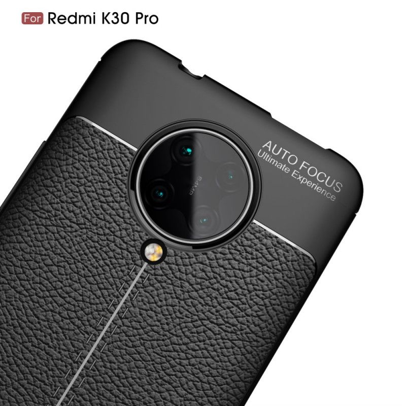 Cover for Xiaomi Poco F2 Pro Sort Dobbelt Line Lychee Læder Effekt