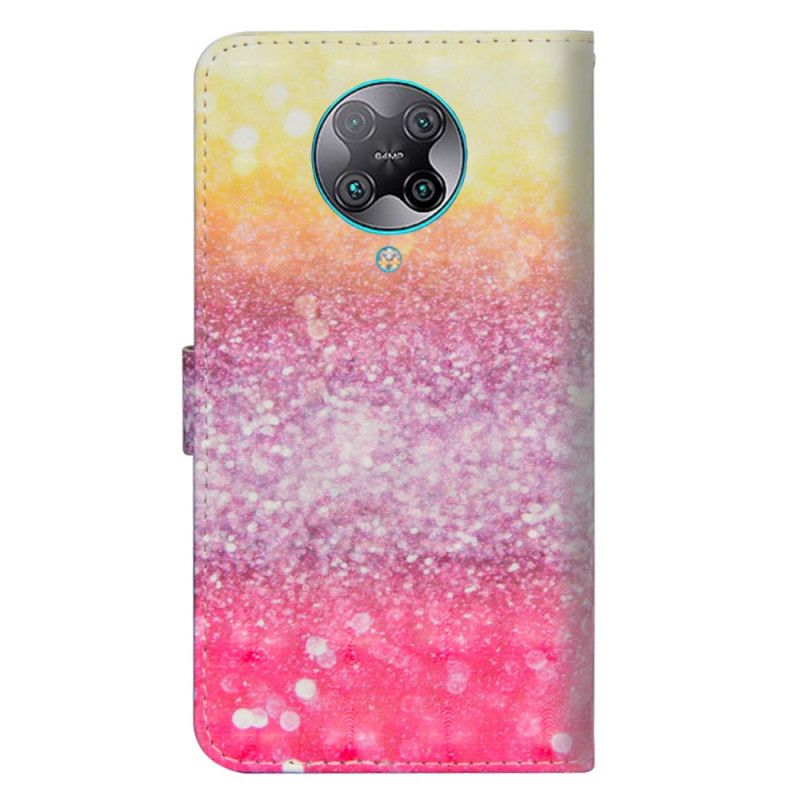 Flip Cover Læder Xiaomi Poco F2 Pro Magenta Glittergradient