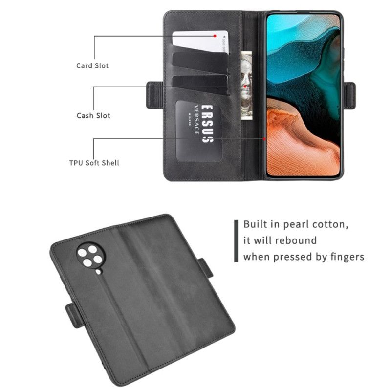 Flip Cover Læder Xiaomi Poco F2 Pro Rød Dobbelt Flap Beskyttelse