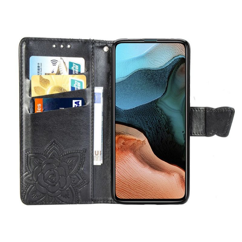 Flip Cover Læder Xiaomi Poco F2 Pro Sort Halve Sommerfugle