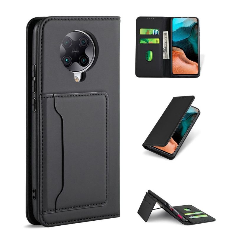 Læder Cover Xiaomi Poco F2 Pro Sort Support Kortholder