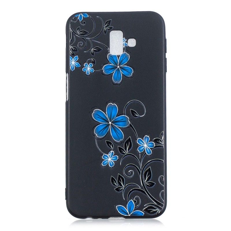 Cover Samsung Galaxy J6 Plus Mobilcover Blå Blomster