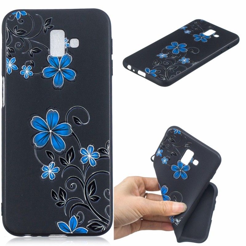 Cover Samsung Galaxy J6 Plus Mobilcover Blå Blomster