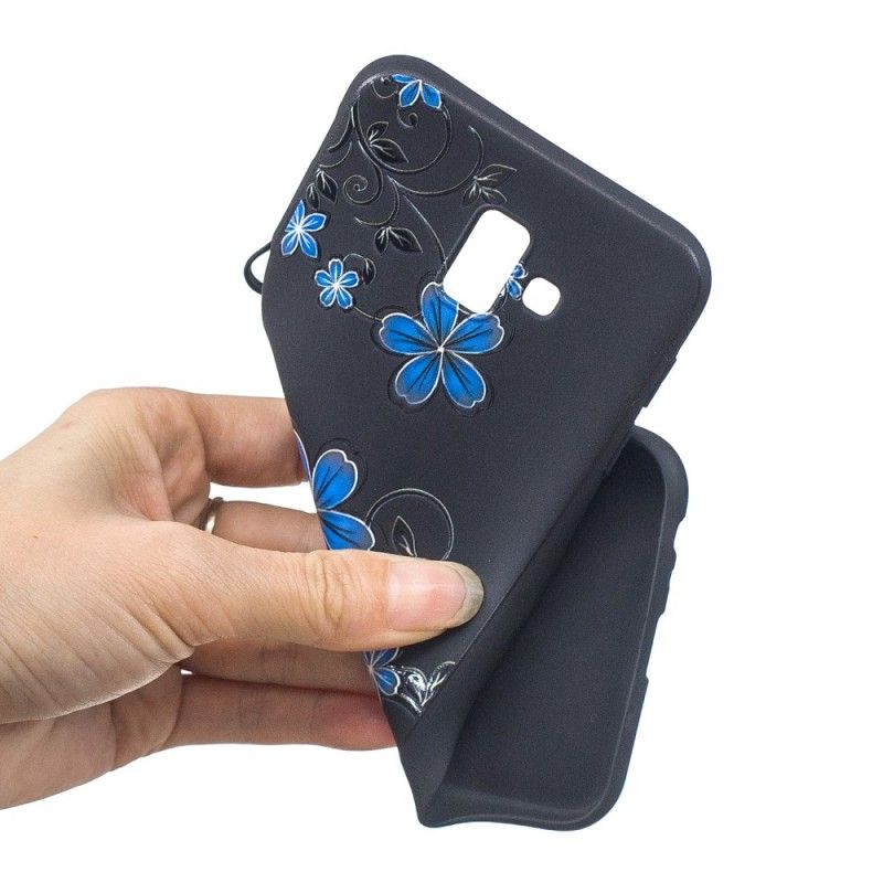 Cover Samsung Galaxy J6 Plus Mobilcover Blå Blomster